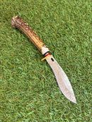 Faca Premium Padrão Estilo Aço Damasco com Cabo Chifre de Cervo Sintético – OSSO-D